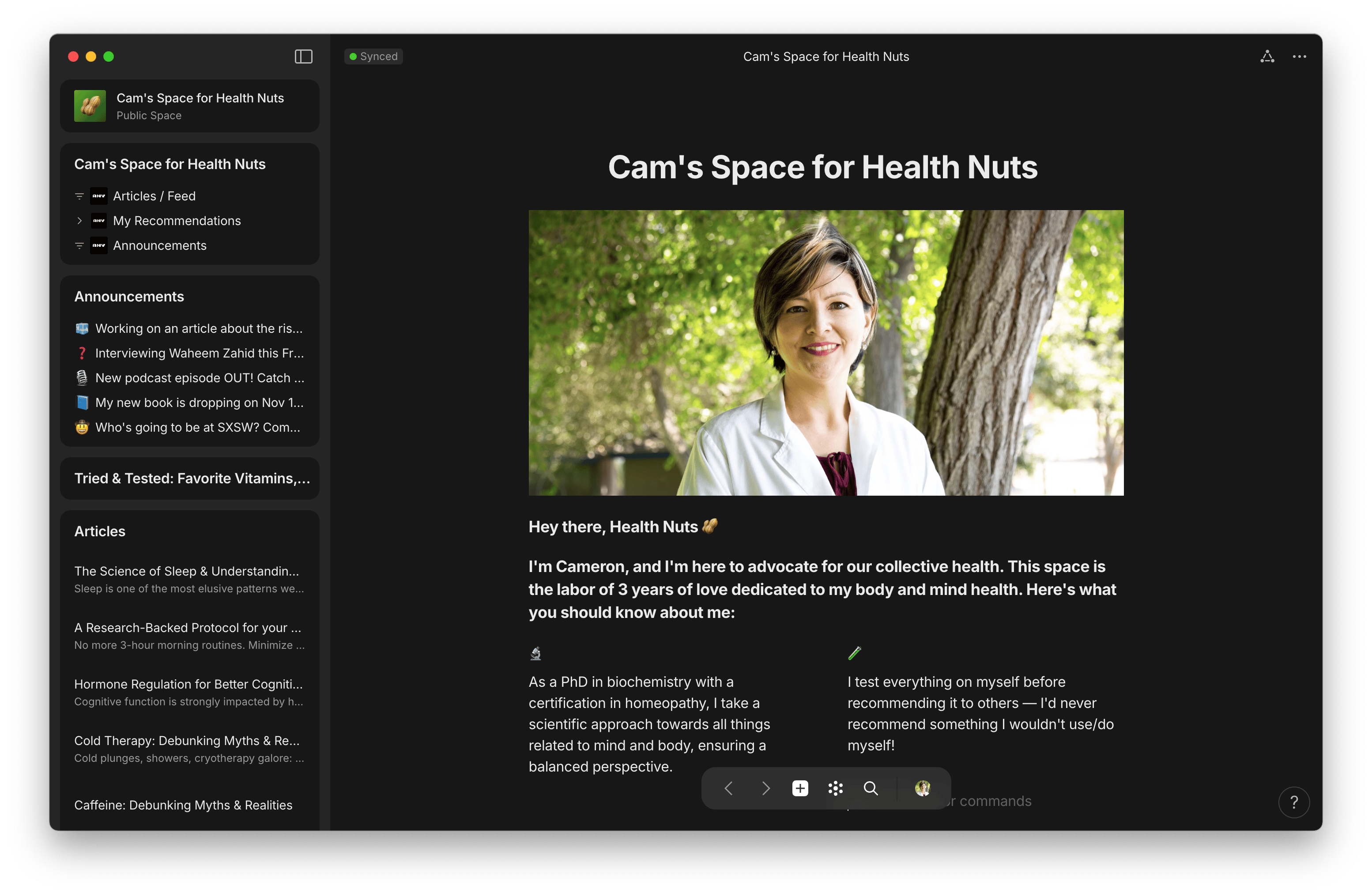 Anytype desktop workspace arranged for planning and organizing digital-creator content.